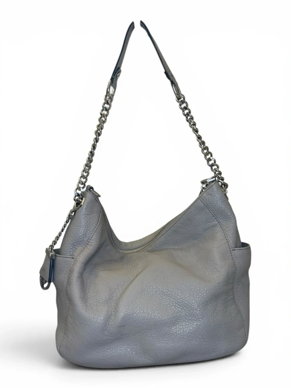 Michael Kors Pebbled Leather Shoulder Bag in Gray with Chain Strap